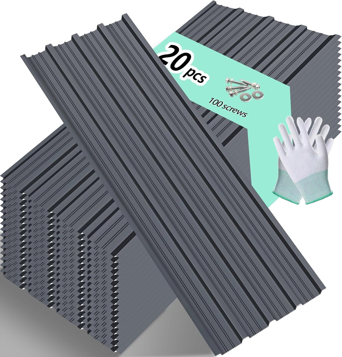 Galvanized Metal Roofing Panels 20 PCS, Gray