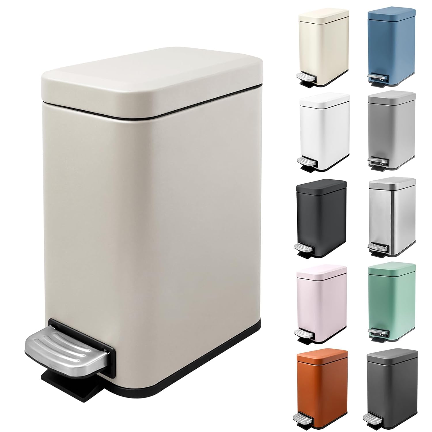 5L Slim Stainless Steel Trash Can, Champagne
