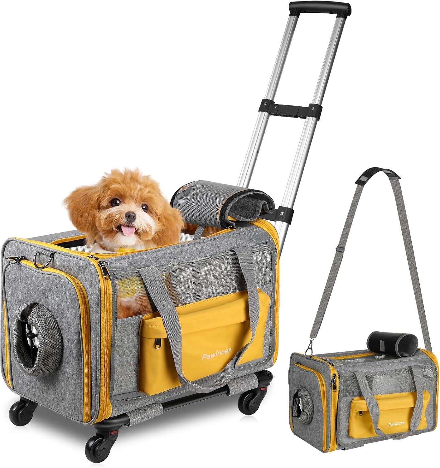 Rolling Pet Carrier with Wheels, Airline Approved