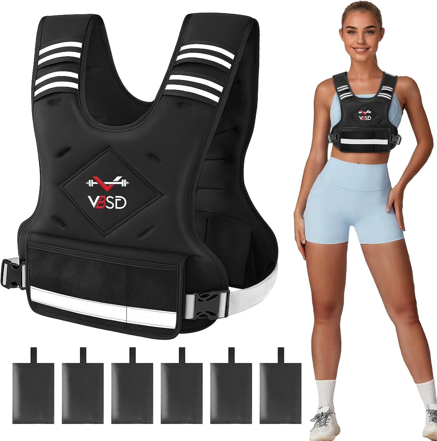 VBSD Adjustable Weighted Vest for Women & Men