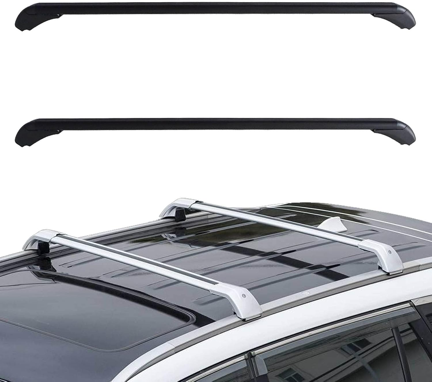 Universal Roof Rack Cross Bars 43.3" Black, 2Pcs