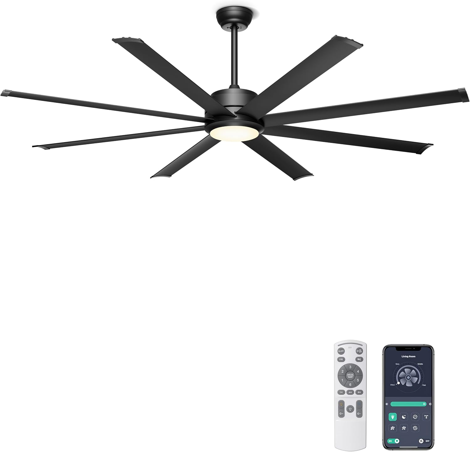 Ohniyou 72" Industrial Ceiling Fan with Lights