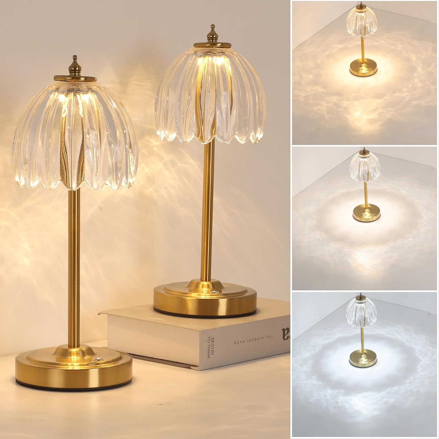 Shenmoyl Cordless Tulip Table Lamps, Set of 2