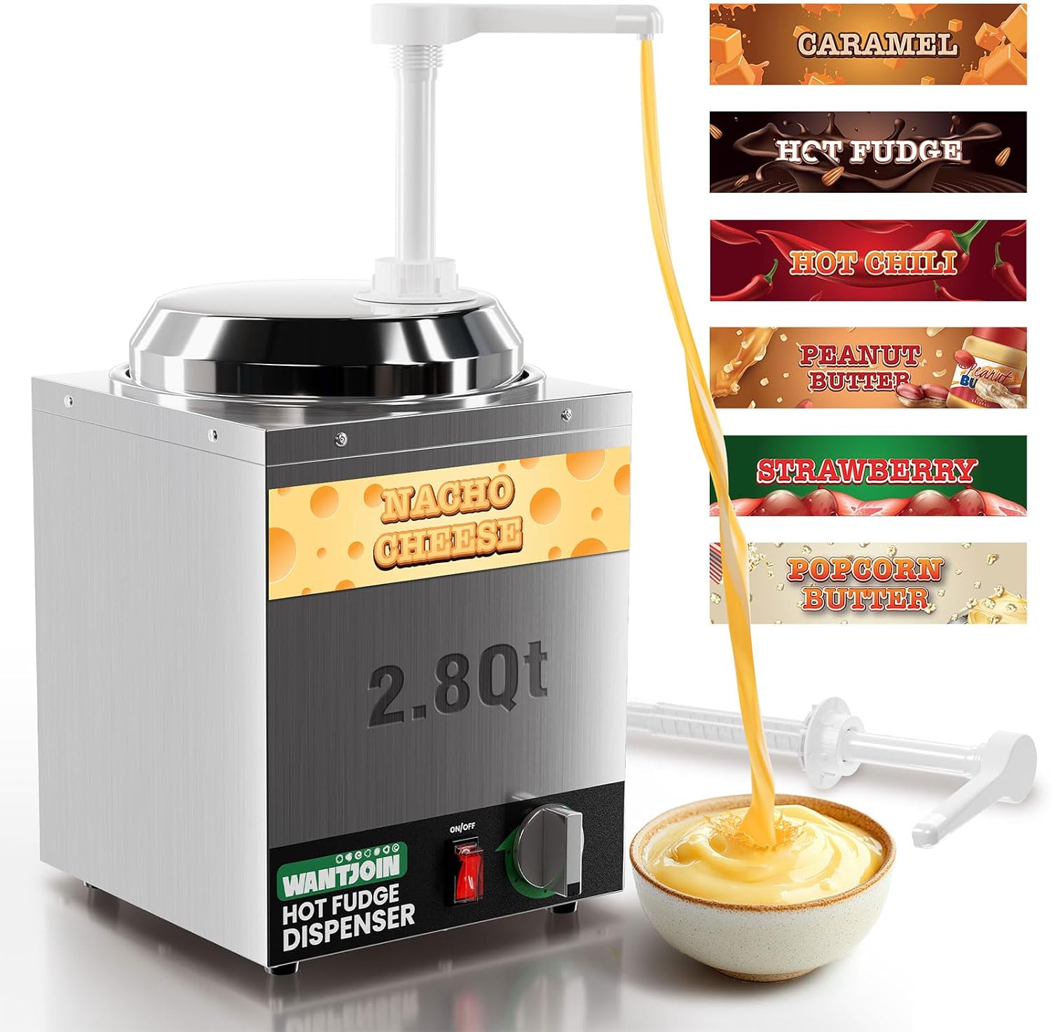 WantJoin Nacho Cheese Dispenser with Pump 2.8Qt