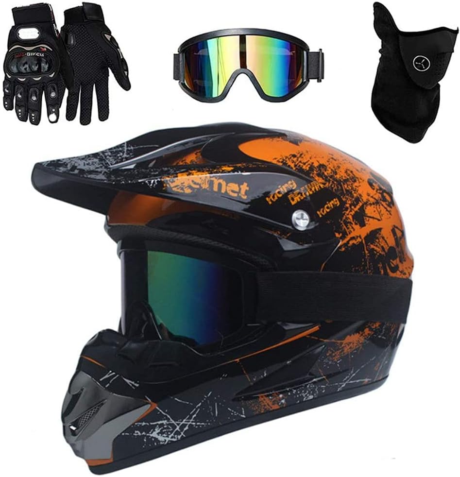 Youth Full Face Motocross Helmet Set w/ Goggles
