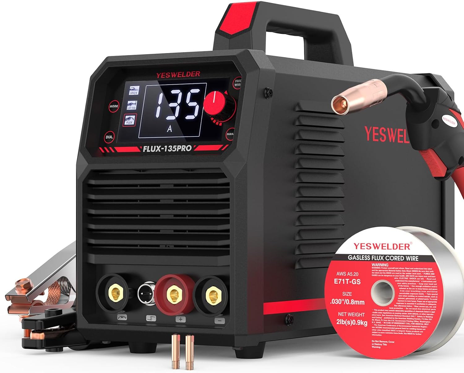 YESWELDER 135A MIG Welder 3-in-1 FLUX-135 PRO