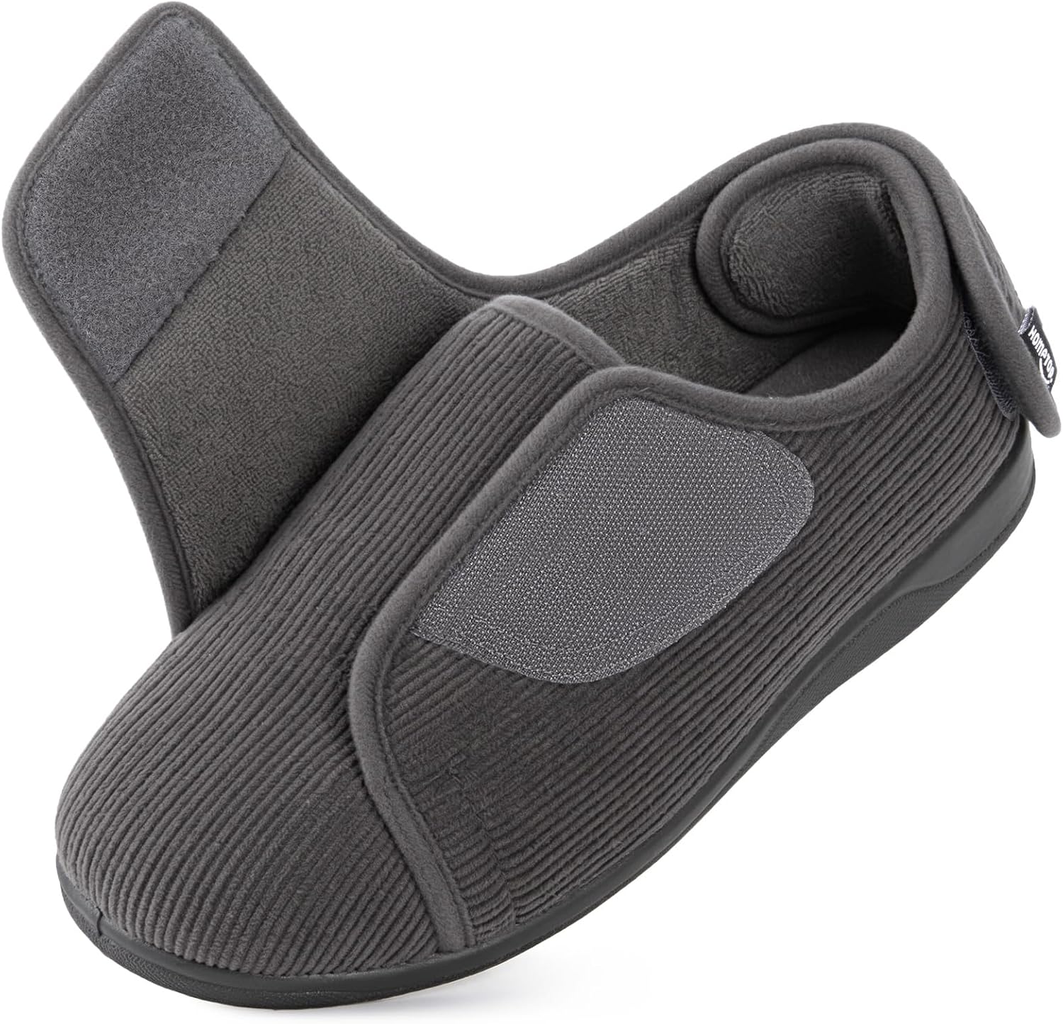 HomeTop Men's Wide Memory Foam Corduroy Slippers