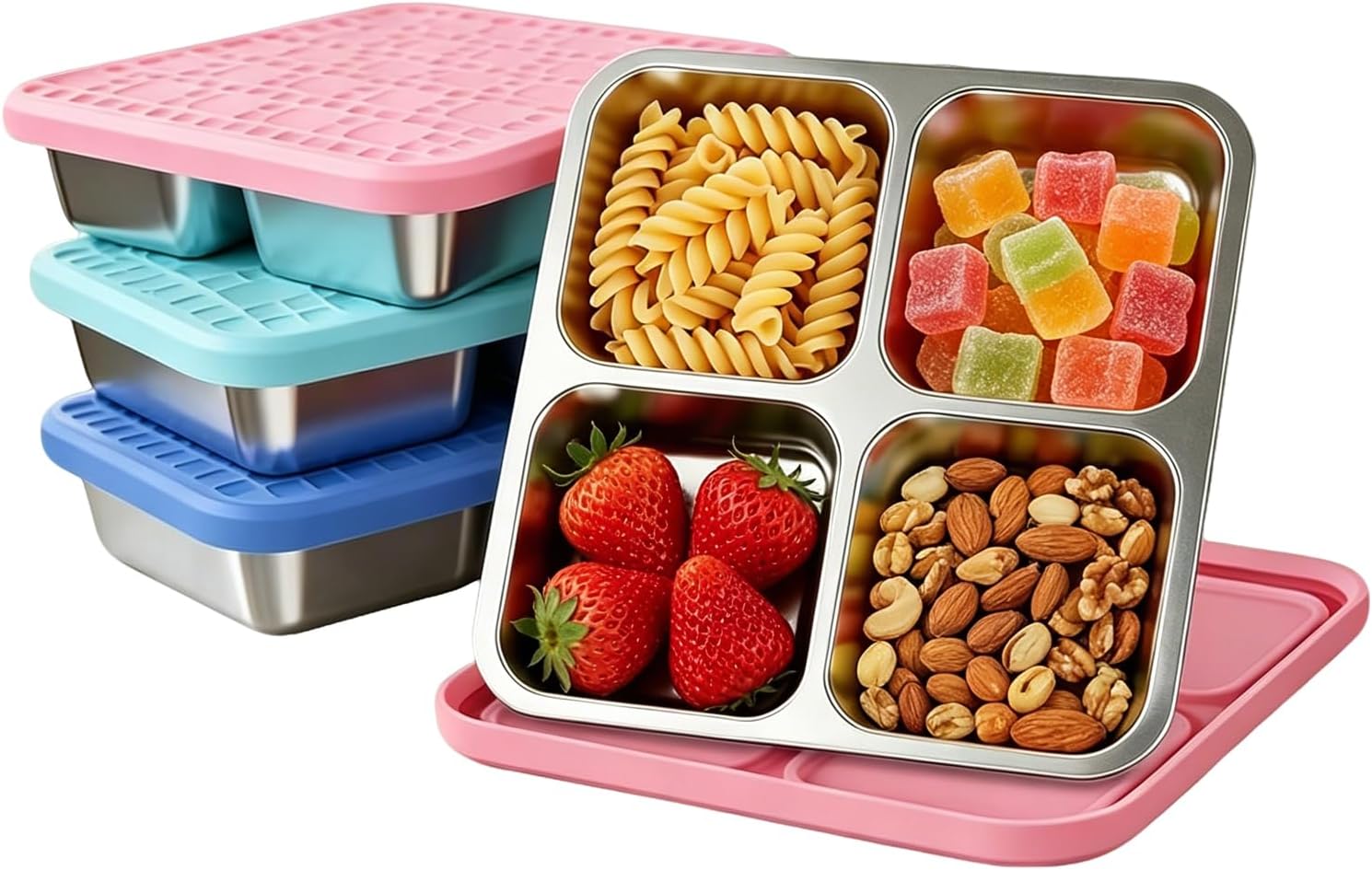 Stainless Steel Bento Snack Containers, 3 Pack