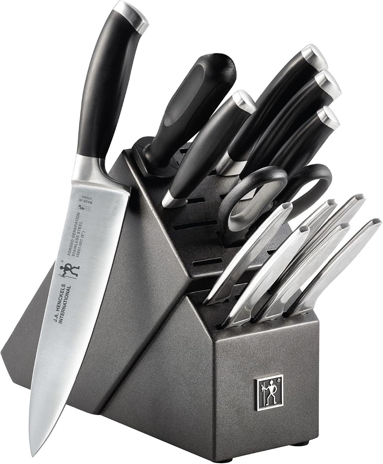 HENCKELS 14 Pc Forged Knife Block Set, Black