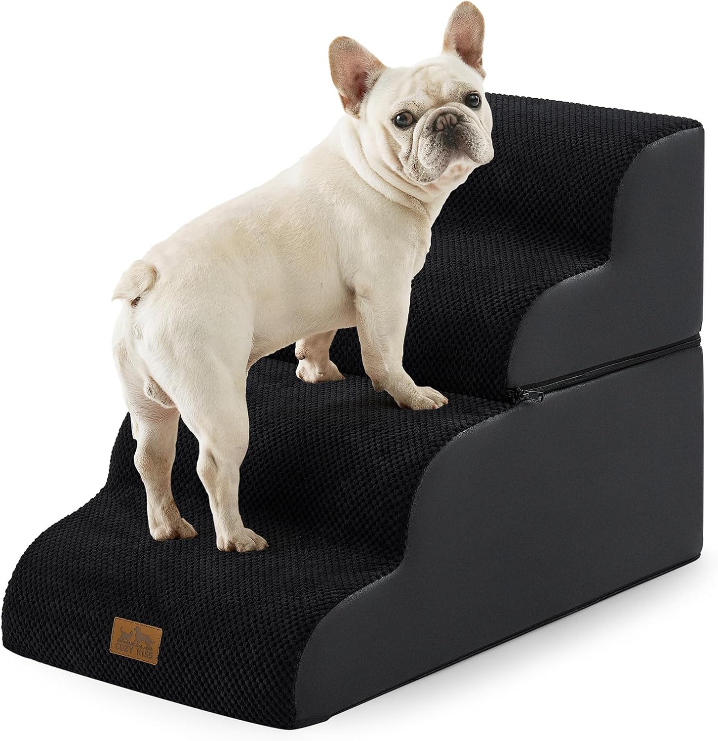 COZY KISS 4 Step Dog Stairs 19.7" H, Black