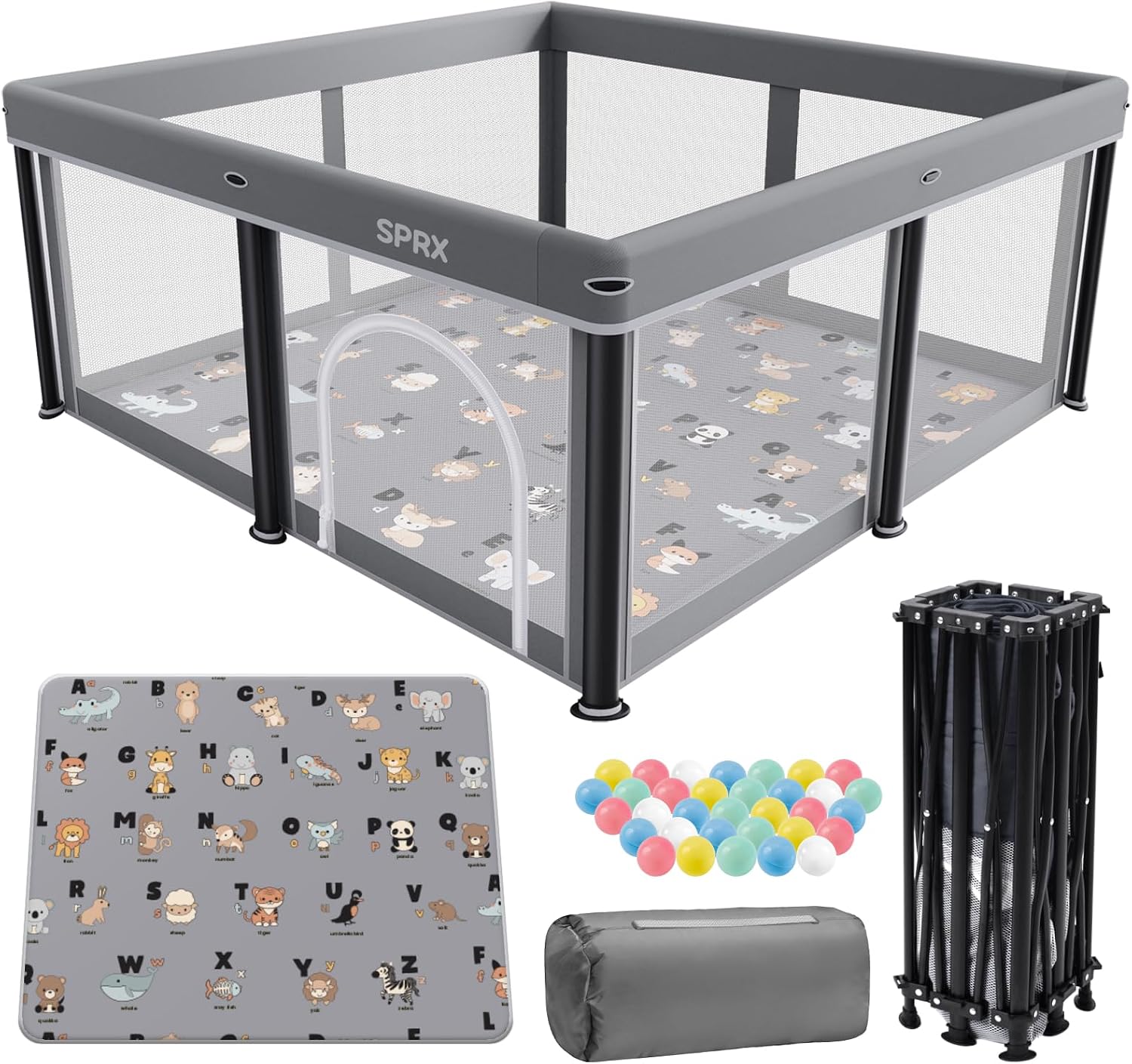 Foldable Baby Playpen with Mat 50"x50"